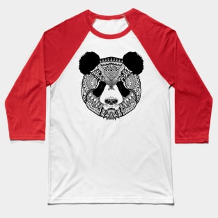 Fiery Fierce Panda Scary Mandala Black and White Brave Warrior Baseball T-Shirt